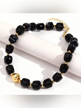 Black Statement Bead Necklace - Jewelry